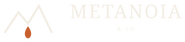 Metanoia and Co. Altai M reverse logo in warm ivory and resin orange.